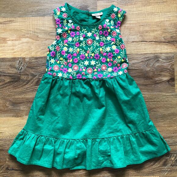 Cherokee Green Girls’ Dress Sleeveless Embroidered Flowers Size S (6) - Picture 2 of 6